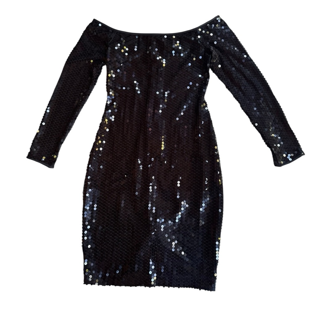 Late 1980s/Early 90s Shuet Young for HW Collections Off the Shoulders Sequin Min